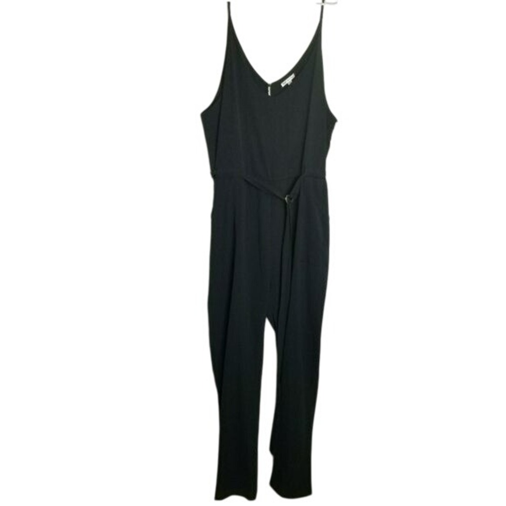 Go Coco NWT Black Sleeveless V Neck Jumpsuit Belt Pockets Li Plus Size 2XL Basic